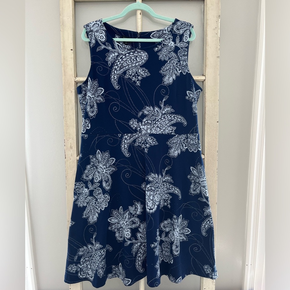 Talbots XL dress , Navy paisley